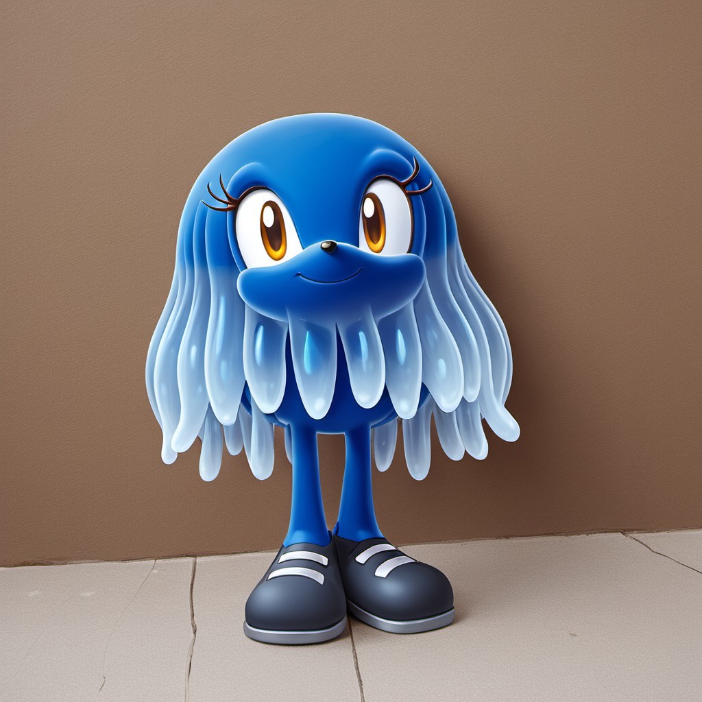 jellyfish mobian, woman, sonic_the_hedgehog, cute, soft smile, ((HD, 8k, high quality)), detailed, sexy, solo, looking at you, ((full body)), aquatic, charturnerv2, adult, oc, oc only, unique hair, wide hips