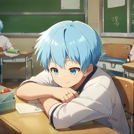 score_9, score_8_up, score_7_up, score_6_up, masterpiece, best quality, amazing quality, best aesthetic, absurdres, intricate details, detailed face,
source_anime, nanao, 1boy, male focus, blue eyes, blue hair, school uniform,solo, gakuran,smile, ring, jewelry, classroom,indoors, short hair,<lora:ä¸æ¶:0.600000>, score_9, score_8_up, score_7_up, head rest arm rest, sleeping
<lora:head_rest_arm_rest_pony_1:1>, 
<lora:sora_SDXL-000025:0.5> ,1boy,sorastyle,