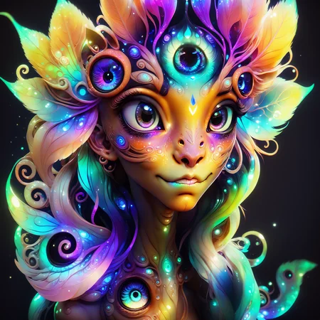 <lora:aiai-DiscoFaces-XL1-v1-captions:0.75> aiai-DiscoFaces style cute furry water creature with large detailed eyes and long realistic fur, pixar style character design, ethereal glow, lushfoliage, tropical , masterpiece, its body is covered in a thick layer of mucus, otherworldly appearance, infused dark magic, exaggerated colorful art, mysticism, unique immersive, highly detailed, 8K vibrant colors, high contrast, vivid lighting, hyperrealism