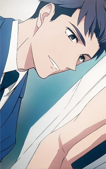 (score_9, score_8_up, score_7_up),(source_anime, best_quality, best_aesthetic, perfect_anatomy),1boy,male_focus,solo,kentaro momose,handsome detailed face,edtailed eyes,black eyes,solid eyes,blue blazer,collared shirt,slim body,skinny,necktie,handsome stylish pose,close-up,office,<lora:Kentaro Momose_PDXL:0.9>,