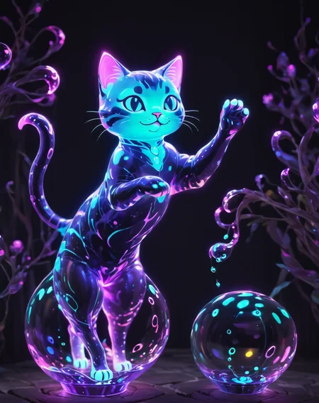 <lora:Glowing_bubble_XL:1> glowing bubble cat