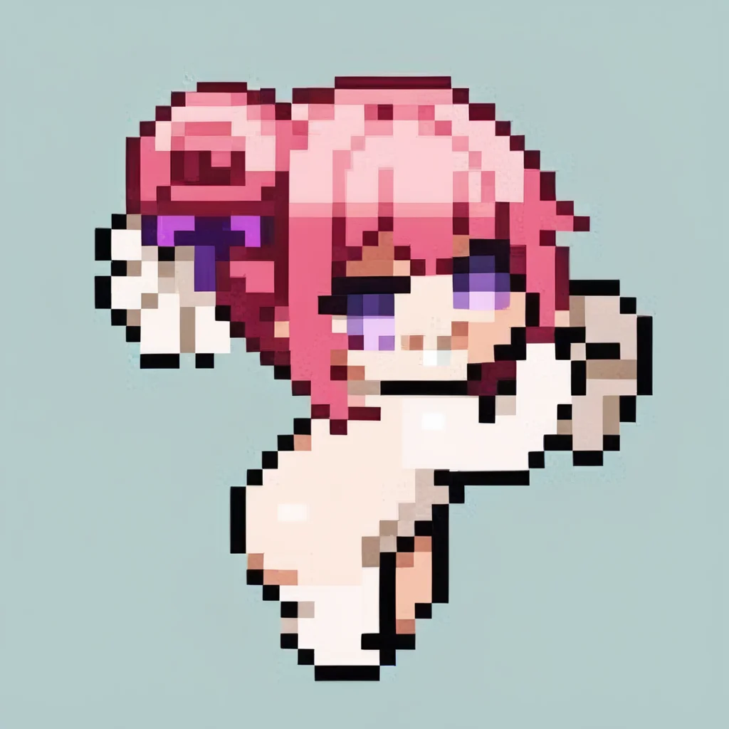 score_9, score_8_up, score_7_up, source_anime, BREAK, solo, looking at viewer,  <lora:Leanboox-Sprite-Style-pdxl_Fp:1>, simple background, full body, pixel art, <lora:Doro_X_PDXL_V1:0.8>, doro, creature, :3, chibi, pink hair, purple eyes, hair bun, hair bow, four legs, no humans, white skin,