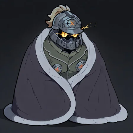 masterpiece, best quality, newest, absurdres, highres, blanket, (chibi), under covers, <lora:CozyBlanket_illusXL_Incrs_v1:1>, pajamas, abstract,dark theme,ggstpot, muscular male,helmet, green jacket, ponytail, yellow eyes,,glowing eyes,eye trail