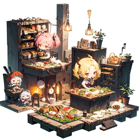 [(white background:1.4)::5],(chibi:1.3),bottle bottom,lampstand,pedestal,platform,(fine food:1.8)