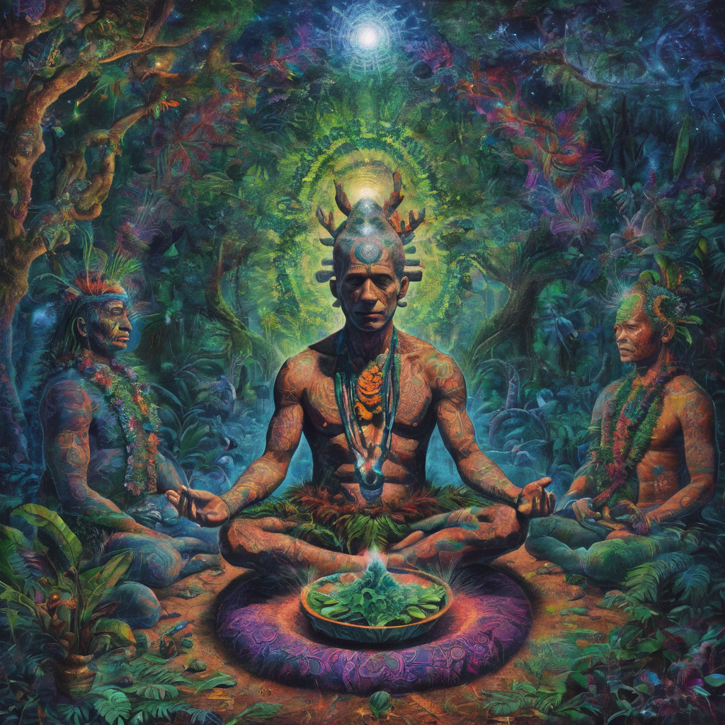 <lora:ge0g1yph1ks:0.25>ge0g1yph1ks ayahuasca meditation