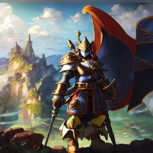 Wide shot of a effeff9 man warrior with shining armor descending from heaven, lifelike, super highly detailed, professional digital painting, artstation, concept art, Unreal Engine 5, HD quality, 8k resolution, beautiful, cinematic, art by artgerm and greg rutkowski and alphonse mucha and loish and WLOP