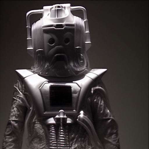 The upper body of a Cyberman wrapped in plastic