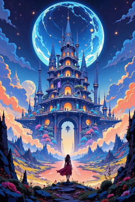 a futuristic reign beautiful anime landscape, noon, woman, very intricate, very detailed, sharp, bright, colorful, <lora:Hand v2:0.5> <lora:Anti-Blur:1><lora:Insane Detail Slider:0.25> <lora:flux.1_lora_flyway_Epic-detail_v2:0.3> <lora:fluxenhancer:0.25> <lora:ROWER:0.6> <lora:Niji Anime Scenic:0.8>
