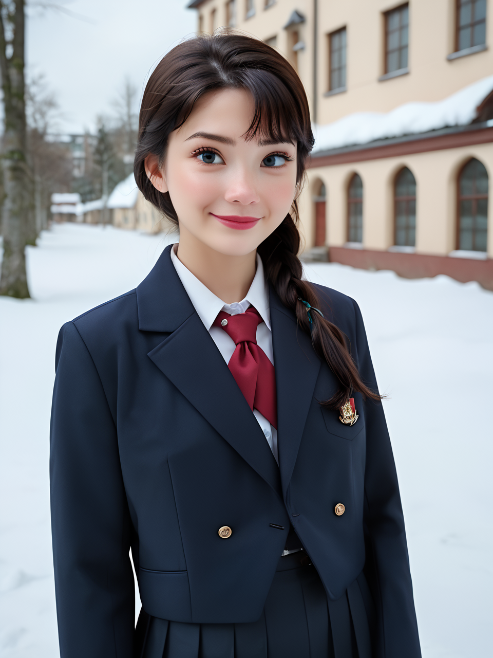 score_9,score_8_up,score_7_up,best quality,highres,masterpiece,1girl,solo,
nice face,beautiful girl,
a harbor town in Hokkaido in winter with frozen sea,
illusionism,outdoors,cowboy shot,
school uniform,black school uniform,
<lora:school uniform v5.0 pony:0.7>,
<lora:Pony eunji:0.7>,