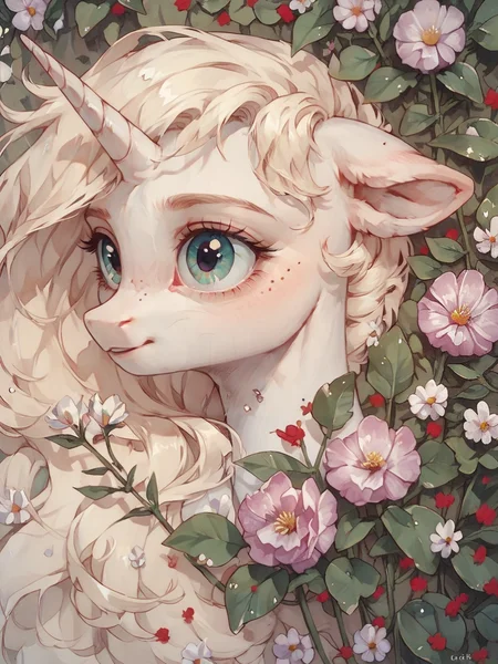 score_9, score_8_up, score_7_up, score_6_up, score_5_up, score_4_up, <lora:w4t3rc0l0urXLP:0.8> w4t3rc0l0ur, flowers, my little pony, unicorn,