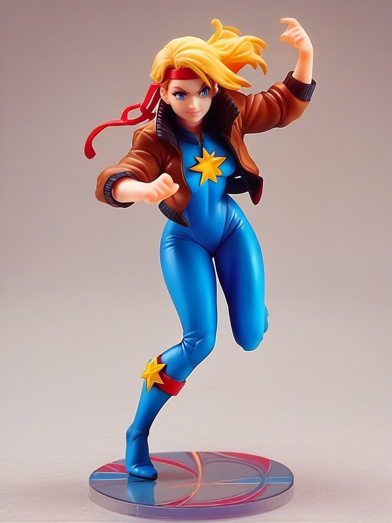 score_9, score_8_up, score_7_up, 1girl, fighting stance, sexy pose, full body, (dynamic pose:1.1), dynamic angle, simple background,
 <lora:DazzlerClassic_character:1>, DazzlerXLP, blonde hair, red hairband, jacket, blue eyes, blue bodysuit, star \(symbol\), <lora:Anime_Figure_P1:1> figure