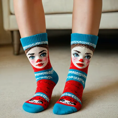 Socks with a pretty face knitted in them.
<lora:Socks01_CE_XL_300-OT:0.6> scksCE_style