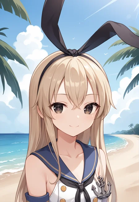 score_9, score_8_up, score_7_up, source_anime, masterpiece, best quality, highly detailed background, cinematic lighting, detailed eyes, detailed pupils, perfect face, solo,
Shimakaze, unique outfit, anchor, cute, smile, portrait,
beach, water, sand, clouds, midday, palm trees,
<lora:shimakaze:0.8>