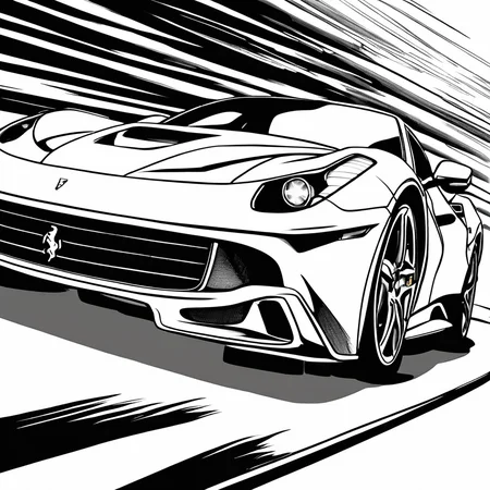 A ferrari, close-up, stunning car pic, ColoringBookAF, <lora:ColoringBook:1>