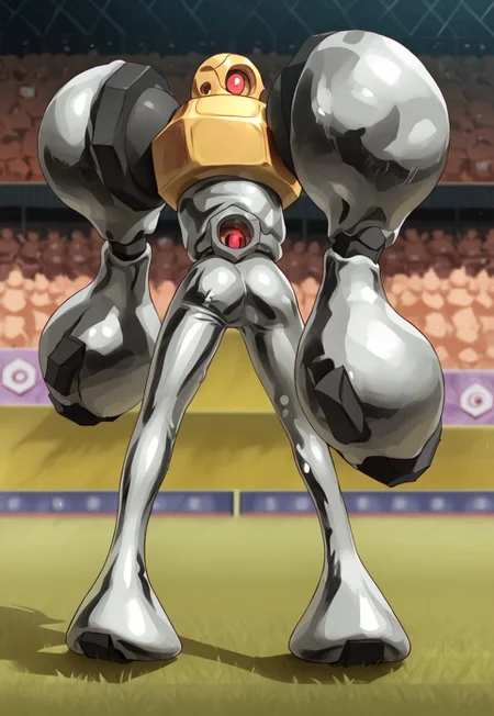 safe_pos, Zpdxl3, Score_7_up, score_8_up, dynamic, rear view, from behind, side angle,1dk,Expressiveh,
BREAK,
(Gmax_mel), one red eye, long legs, jointless legs, liquid body, ass, hunched, shiny body, balls, heart,
Stadium setting, battlefield, pokemon battlefield,