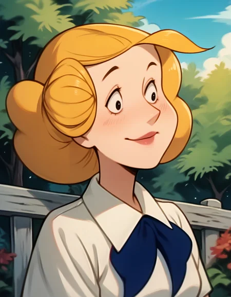 score_9, score_8_up, score_7_up, score_6_up, <lora:Alice_Mitchell_-_Dennis_the_Menace_v1.2:1> alice mitchell, white blouse with a blue ribbon, blue_skirt, smile,