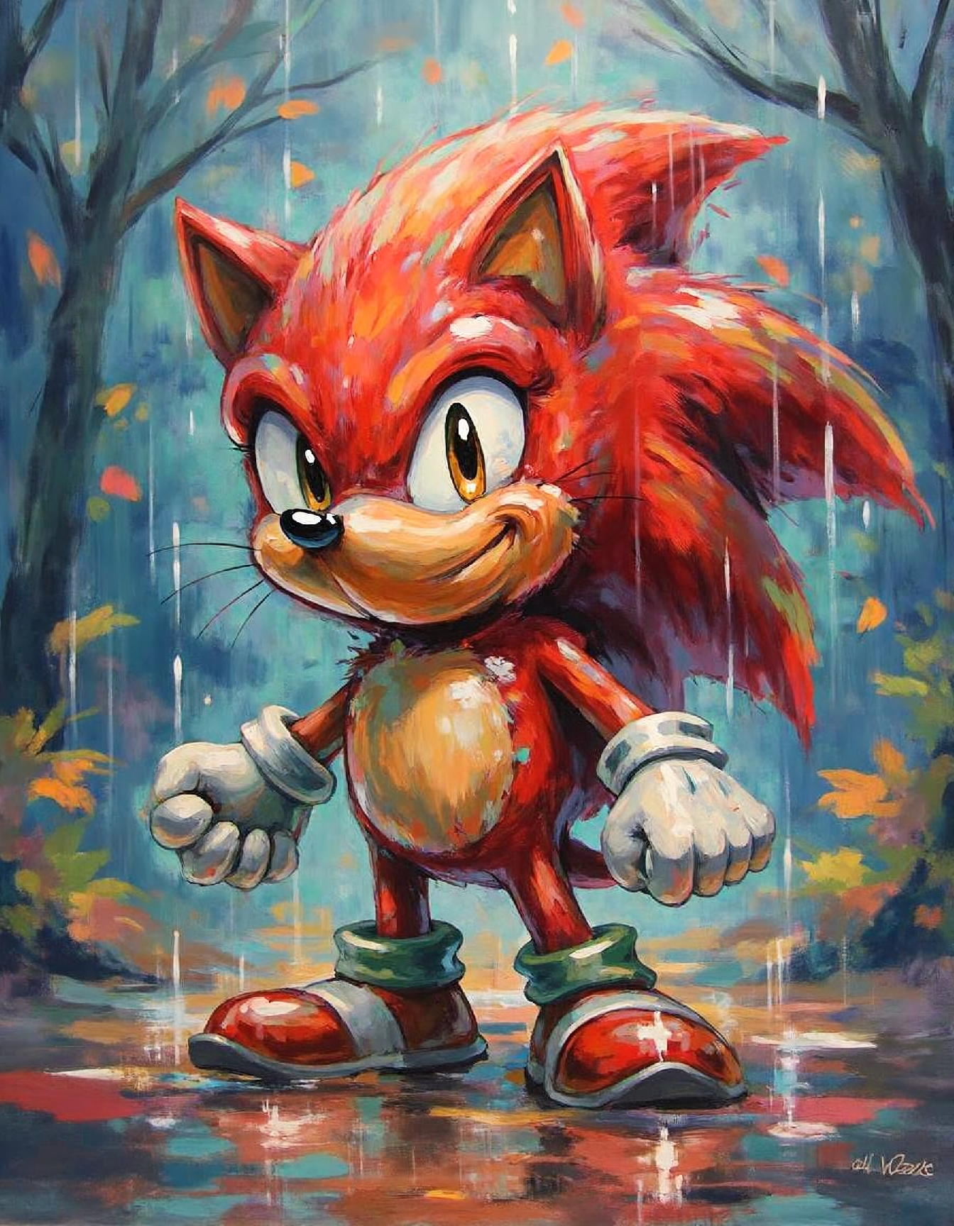 ssf_4bstr4ct painting of a hedgehog in rain