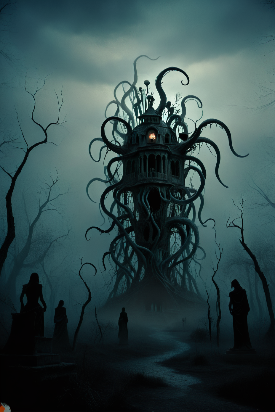 <lora:DonMGl00myN1gh7m4r3XL:1> DonMGl00myN1gh7m4r3XL, Dark, Cimmerian, Crepuscular, Dim, Dreary, Dusky, Eerie, Funereal, Gloomy, Murky, Obscure, Opaque, Penumbra, Sombre, Shadowy, Shady, Somber, Stygian, Tenebrous, Twilight, Umbral, score_9, score_8_up, score_7_up, score_6_up, score_5_up, score_4_up, <lora:K040790P:0.8> 040790P, woman, 24 years old, <lora:Breast Slider - Pony_alpha1.0_rank4_noxattn_last:0.3>, <lora:GRIM_v1:1>  greyscale, monochrome, limited palette, horror (theme), eldritch abomination, chaotic, silhouette,, official art, unity 8k wallpaper, ultra detailed, beautiful and aesthetic, High quality, masterpiece, best quality