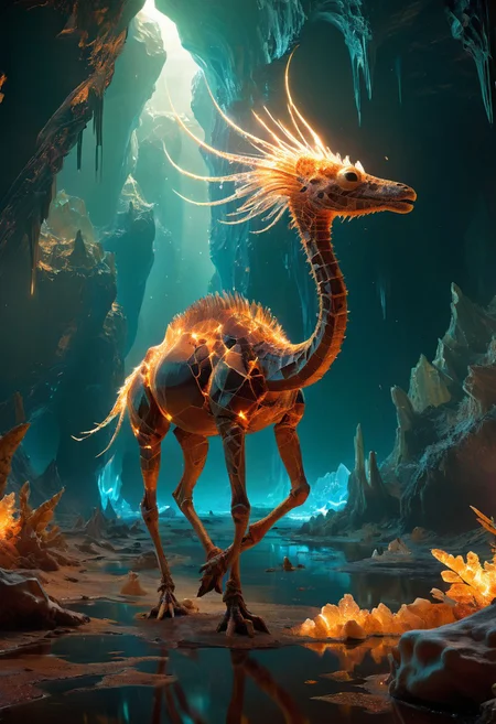 white desert oasis, salty earth, hyper detailed,  rusty, striking, animalistic, bite-sized, by Floris van Schooten  and by richard avedon, famous artwork inspired by (beeple:1.3) and (cliff nielsen:1.4), crystalline, fractal art, fantasy style, this peculiar life form, the "inquisitive plerkblortz" hides in the gnarling dense crystal jungles of the puffalorpled exoplanet "gazorpazorp secundus", covered in a metallic exoskeleton it ambushes its prey with (long crystalline appendages:1.4), dark, shadows, black, shadow hues, highly artistic, highly painterly, harmonic colors, expressive, ultimate aesthetic level, visible brushstrokes, masterclass artistry, vibrant energy, apocalyptic mood, atmospheric haze and dense fog, strong winds,  highly aesthetic, otherworldly, limited palette,  faded colors, washed out colors, extremely dark, extremely low key lighting, dark shadows, perfect composition, full panoramic shot translucent, transparent, glowneon, glowing, sparks, lightning