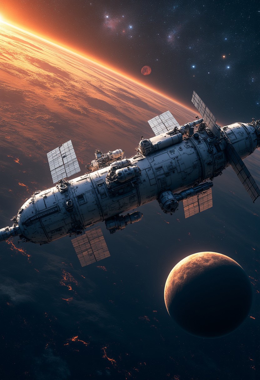 Space station orbiting a distant planet
  , aidmamj6.1