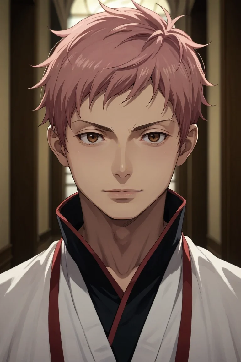 score_9, score_8_up, score_7_up, source_anime, rating_safe, intricate details, , looking at viewer, depth of field, 1boy, solo, male focus, <lora:renzou_shima_pony:0.74>, renzou_shima, pink hair, brown eyes, short hair, , dracula costume, <lora:sdxl_lightning_8step_lora:1>