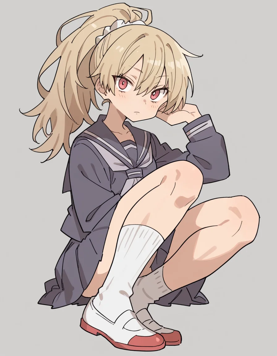 zPDXL, score_9, score_8_up, score_7_up, score_6_up, score_5_up, score_4_up, 1girl, solo,
<lora:Maa:0.8> maa, flat color, serafuku, school uniform, pleated skirt, socks, white footwear, uwabaki, looking at viewer, ponytail with bangs, muscular,