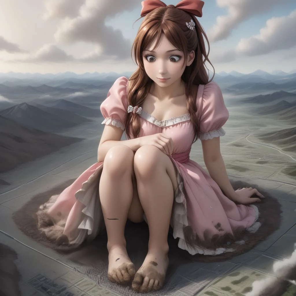 score_9, score_8_up, score_7_up, score_6_up, macro, giga macro, giantess,( 1girl:1.5), solo, solo focus,
(enju aihara, brown eyes, ribbon, hair ribbon, ribbon, long hair, brown hair, hair ornament, dress, lace dress, short sleeves, pink dress, elegant dress, flower girl, flower girl dress, bare legs, barefoot, looking down, sweating, adorable girl:1.3), (kneeling, crouching, on her knees, kneeling down:1.4), smiling, squatting,
(cute female, love, flower girl, flower girl dress, white dress:1.5), 1girl, perfect feet, feet, looking down, (sweat, sweaty, very sweaty, steam, steamy:1.4), (bare legs, barefoot:1.3), toes, (crawling, all fours, crawling on a tiny city, crawling on a tiny landscape, looking down:1.4), (dirty feet, sweaty feet, sweaty soles, steamy feet, dirty soles, feet dripping sweat, feet dripping with sweat, feet steaming, steam around feet, very sweaty feet, sweat on soles:1.3), flower girl, very cute girl, (dirty, digging, dirty feet, smoke around feet, smoke from destruction, muddy legs, mud on feet, dirty dress:1.3),
extreme detail, realistic, realism, masterpiece, perfect lighting, bloom, cinematic lighting, highres, (ultra realistic, 32k, masterpiece:1.2), (high detailed skin:1.1), (high quality:1.1), (detailed background, very detailed background:1.2),
(landscape:1.5), stepping on cities, stepping on a tiny city, stepping on a tiny landscape, tiny landscape, tiny cities, cities everywhere, destruction, mass destruction, from space, view from space,