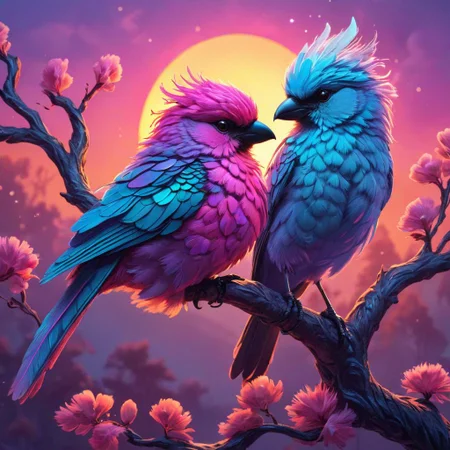 breathtaking . award-winning, professional, highly detailed, sunset animal (Vibrant neon colors) , animal (Artistic style) (Whimsically artistic) perched on ar branch, ethereal bird with feathers of iridescent hues, pastel tones pinks, mauves, and soft blues,
Fantasy style, fantasy dreamlike art, vivid color, 3d animation,