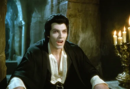 cinematic ultra close-up of a vampire man with pale skin sitting in a stone sarcophagus, eyes wide open, gothic crypt, cobwebs, candles, dramatic chiaroscuro, creepy atmosphere <lora:h4mm3r:0.8>