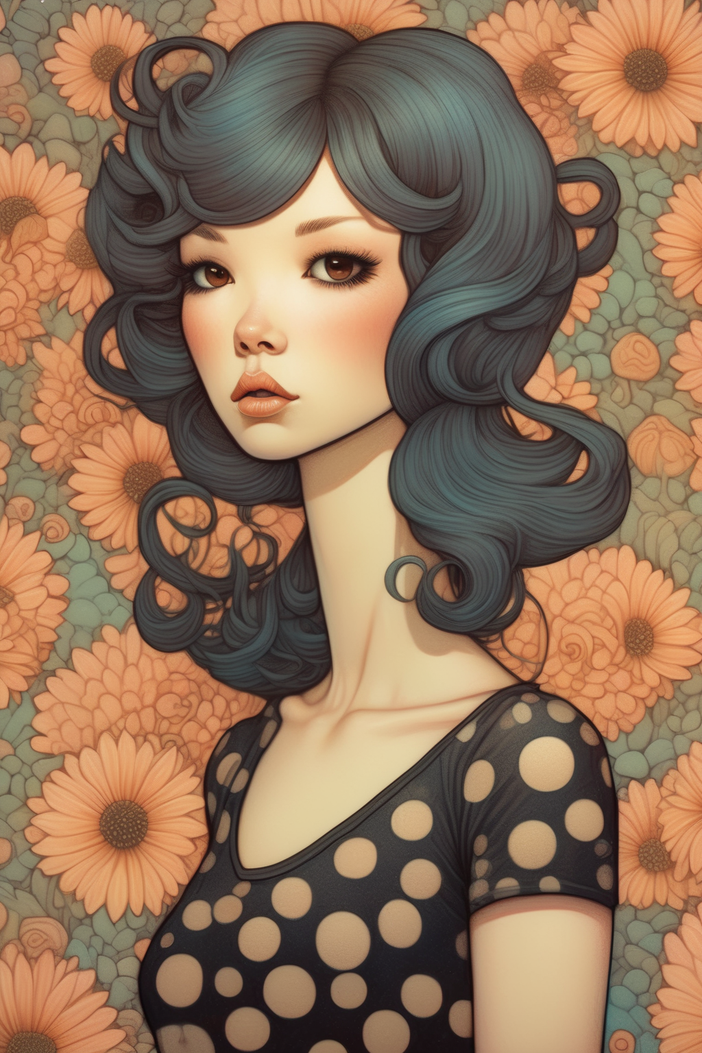 <lora:Audrey Kawasaki Style:1>Audrey Kawasaki Style - a beautiful alternative woman, punk rock vibes, in the style of artgerm and Audrey Kawasaki and Alex Gross