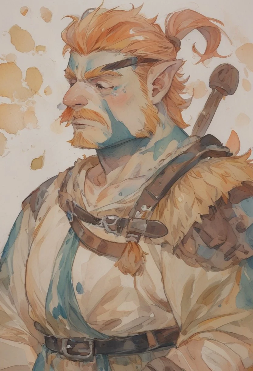 score_9, score_8_up, score_7_up, source_anime, watercolor \(medium\), traditional media, <lora:Watercolor Anime Style LoRA_Pony XL v6:0.7>, 1boy, solo, dwarf, rating_questionable, fat_man