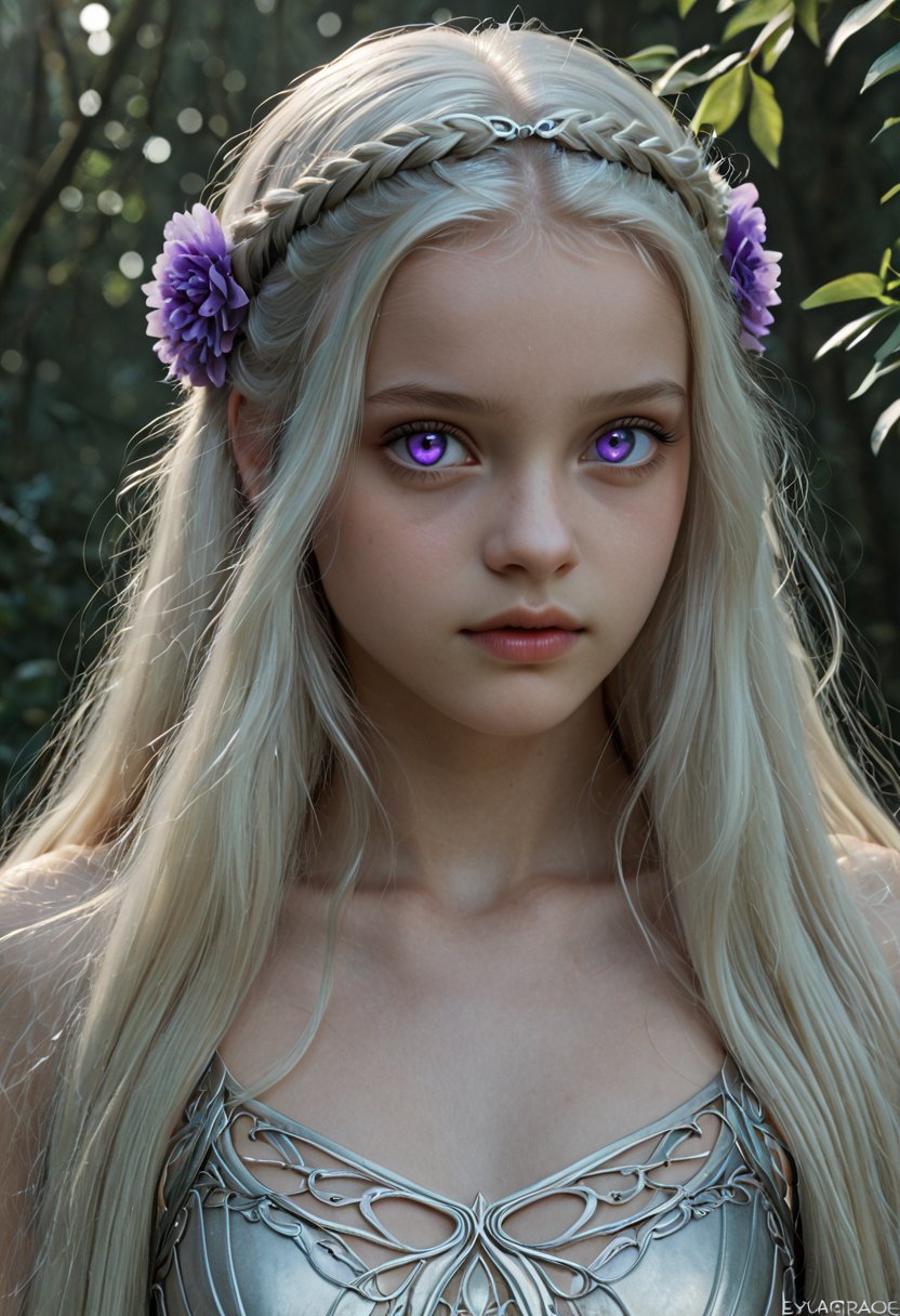 alice margatroid \(pc-98\), 
ultra realistic digital art theme, (13:0.9090909090909091), 3d, Daryush Shokof, a1bs2trac1t, background, aura, Hair, Long, silver-blonde hair, (often described as pale as moonlight:1.1), a hallmark of her Targaryen lineage. In the books, her hair is worn in intricate braids, symbolizing victories and tradition, Eyes, Large, violet eyes, often noted for their intensity and otherworldly quality, typical of the Valyrian race, Skin, Pale, creamy complexion with a smooth, almost luminous quality that enhances her striking beauty, Build, Slim and petite, yet strong and resilient, reflecting her gradual transformation from a timid girl into a determined leader, short in stature.,
A young woman's face and upper body. she has blonde hair styled in loose curls and is wearing a blue headband with purple flowers on it. the background is filled with green leaves and branches, giving the impression of a forest or jungle. the woman appears to be looking off into the distance with a serious expression on her face. the overall mood of the image is mysterious and ethereal.
 <lora:a1bs2trac1t:1><lora:Princess-SDXL:1>