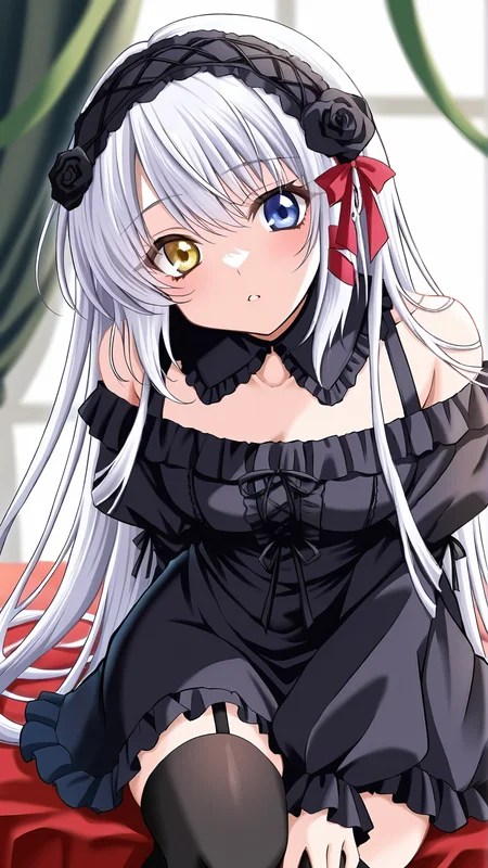 parametersparametersparametersamazing quality,absurdres,best quality,masterpiece,highres,newest,detailed,detailed body,detailed face,masterpiece,best quality,solo,
kurobara,thighhighs,yellow eyes,heterochromia,fashion,yellow eyes,black flower,black rose,flower,long hair,ribbon,gothic,hairband,white hair,blue eyes,rose,frills,hair ribbon,<lora:kurobara:0.8>,looking at viewer,