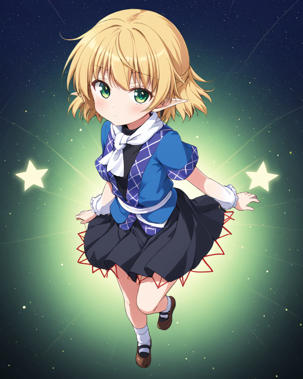 mizuhashi parsee,1girl, solo, skirt, mary_janes, shirt, blush, sash, scarf, socks, full_body, looking_at_viewer
<lora:mizuhashi_parsee_image5693_2023-12-17-000005:1>,star-shaped_pupils,symbol-shaped_pupils,. gorgeous,key visual, vibrant, studio anime,award-winning, professional, highly detailed,high budget, cinemascope