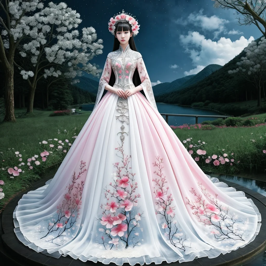 original, (masterpiece), (illustration), (extremely fine and beautiful), (perfect details), (beautiful and clear background:1.25), (depth of field:0.7), (stands aside the river:1.15). (cute:1.3), (detailed beautiful eyes:1.3), (beautiful face:1.3), silver hair, silver ear, (pink hair:0.7), (pink ear:0.7), long hair, (hair blowing with the wind:1.1), (blue eye:1.1), (female internet celebrity:1.2), butterflys flying around, (moon light:0.6), tree, (summer), (night:1.2), (close-up:0.35), (gloves:0.8), solo,full body,hjy<lora:hjy-10:0.7>