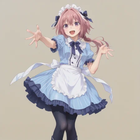 score_9, score_8_up, score_7_up, best quality, masterpiece, source_anime,zPDXL zPDXL_xxx BREAK,
1girl, solo, cafemaid, pantyhose, astolfo_\(saber\)_\(fate\)
indoor, smile, happy <lora:cafe_terrace_maid:1> <lora:MeMaXL_V3:0.8> in restaurant, hands reaching out, indicating a desire for connection, <lora:add-detail-xl:1> <lora:detail_eyes:0.5>