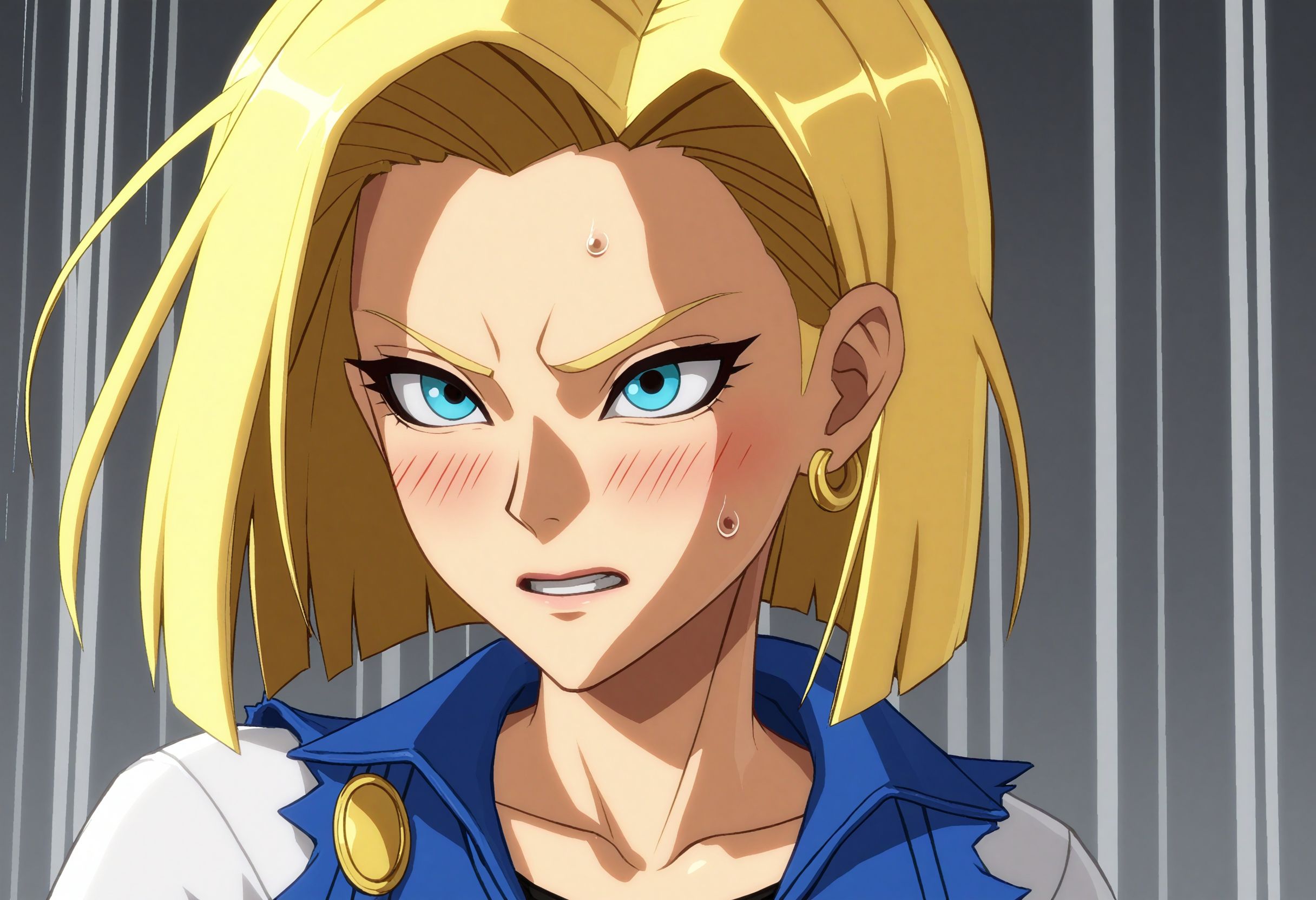<lora:Hyper-SDXL-8steps-lora:1> <lora:Fixhands_anime_bdsqlsz_V1:1> zPDXL2, score_9, score_8_up, score_7_up, source_anime, intricate details, perfect anatomy BREAK
1girl, 
android 18, (dragon ball:0.8), blonde hair, medium hair, blue eyes, 
ggxrd-stimulating-fists-of-annihilation, 
<lora:GGXrd-stimulating-fists-of-annihilation_XL(pony)v10:1>