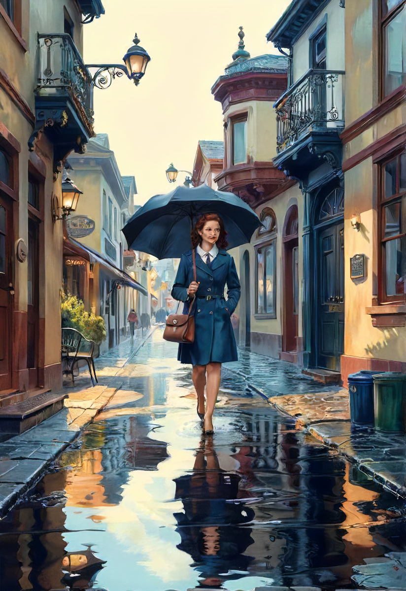 what a dark day to paint a picture in rain,  <lora:SDXL - Style - EldritchRomanceIllustration1.3.1:0.8>