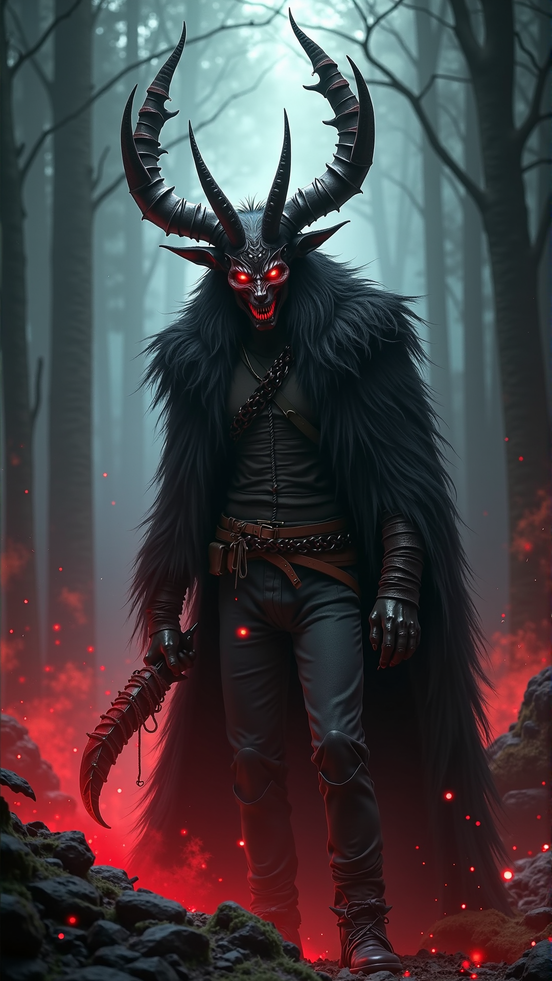 A professionally shot photography of a KrampusStyle apex legends ash. concept art by james gurney and mÅbius.. Dark, atmospheric and moody atmosphere. alteration, dark, ominous
<lora:KrampusStyleFlux:__wildcards/numbers/07-09__>