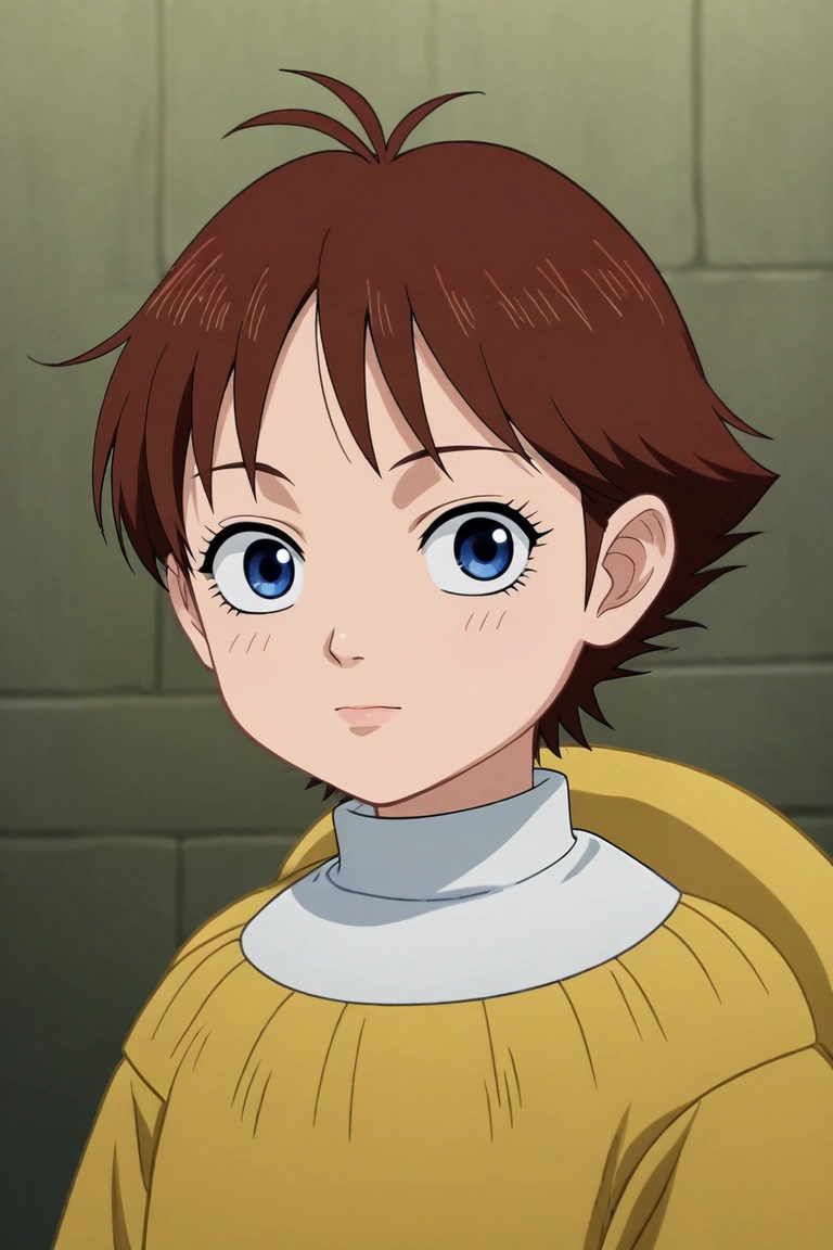 score_9, score_8_up, score_7_up, , rating_safe, , anime screencap, anime coloring, , looking at viewer, depth of field, 1girl, solo, <lora:he_liao_diao_pony:0.84>, he_liao_diao, brown hair, blue eyes, short hair, aged down, , nun costume, <lora:sdxl_lightning_8step_lora:1>