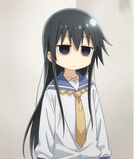 score_9, score_8_up, score_7_up, score_6_up, score_5_up, score_4_up, BREAK source_anime,
<lora:Negishi Masako_PONY:1>,negishi masako, 1girl, solo, long hair, black hair, empty eyes,blank stare, jitome, school uniform, necktie,