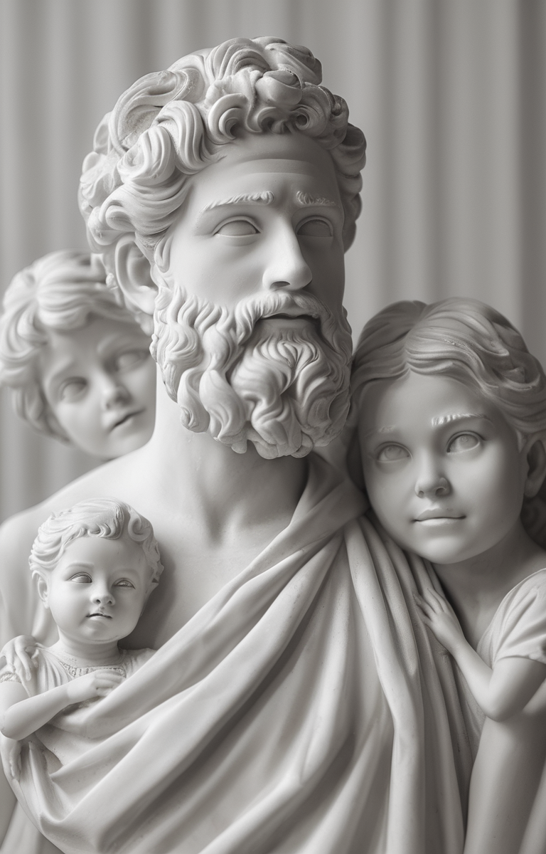 masterpiece,best quality,<lora:tbh59-sdxl:0.75>,illustration,A gypsum sculpture style, portrait of family