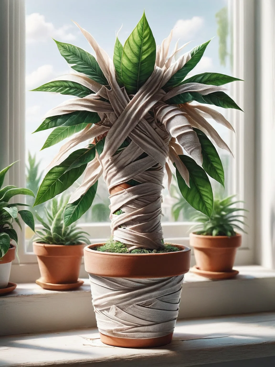 A meticulously ais-bndgs houseplant on a sunny windowsill <lora:ais-bndgs-sdxl:1>