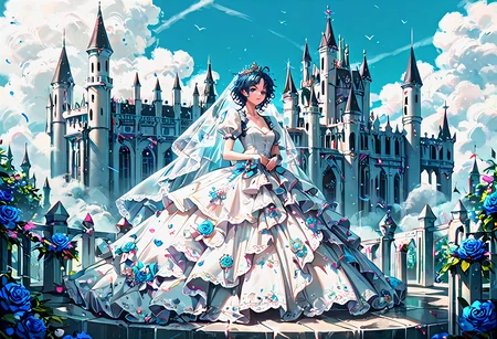 <lora:WD-XLPony_006:0.7>, 
1girl, dark, messy hair, wedding dress, clothing with intricate frills and embroidery, bridal veil, luxurious clothing, 
castle, 
detailed background, incredibly absurdres, colorful, 
HD, hyper detailed, ultra detailed, score_9, score_8_up, score_7_up, source_anime, perfect anatomy, masterpiece, best quality, very aesthetic