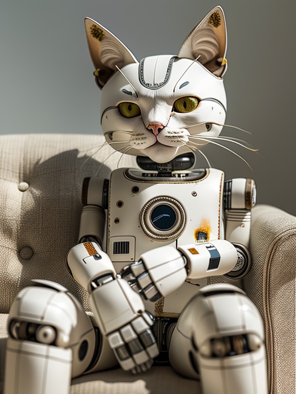masterpiece, high quality, a robot cat, sleep on the sofa  <lora:J_sci-fi-000014:0.8> j_sci-fi