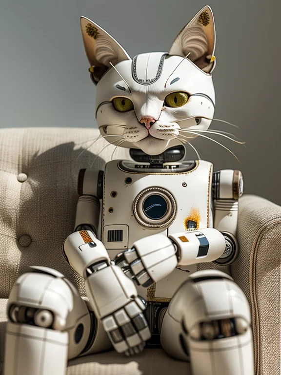 masterpiece, high quality, a robot cat, sleep on the sofa  <lora:J_sci-fi-000014:0.8> j_sci-fi