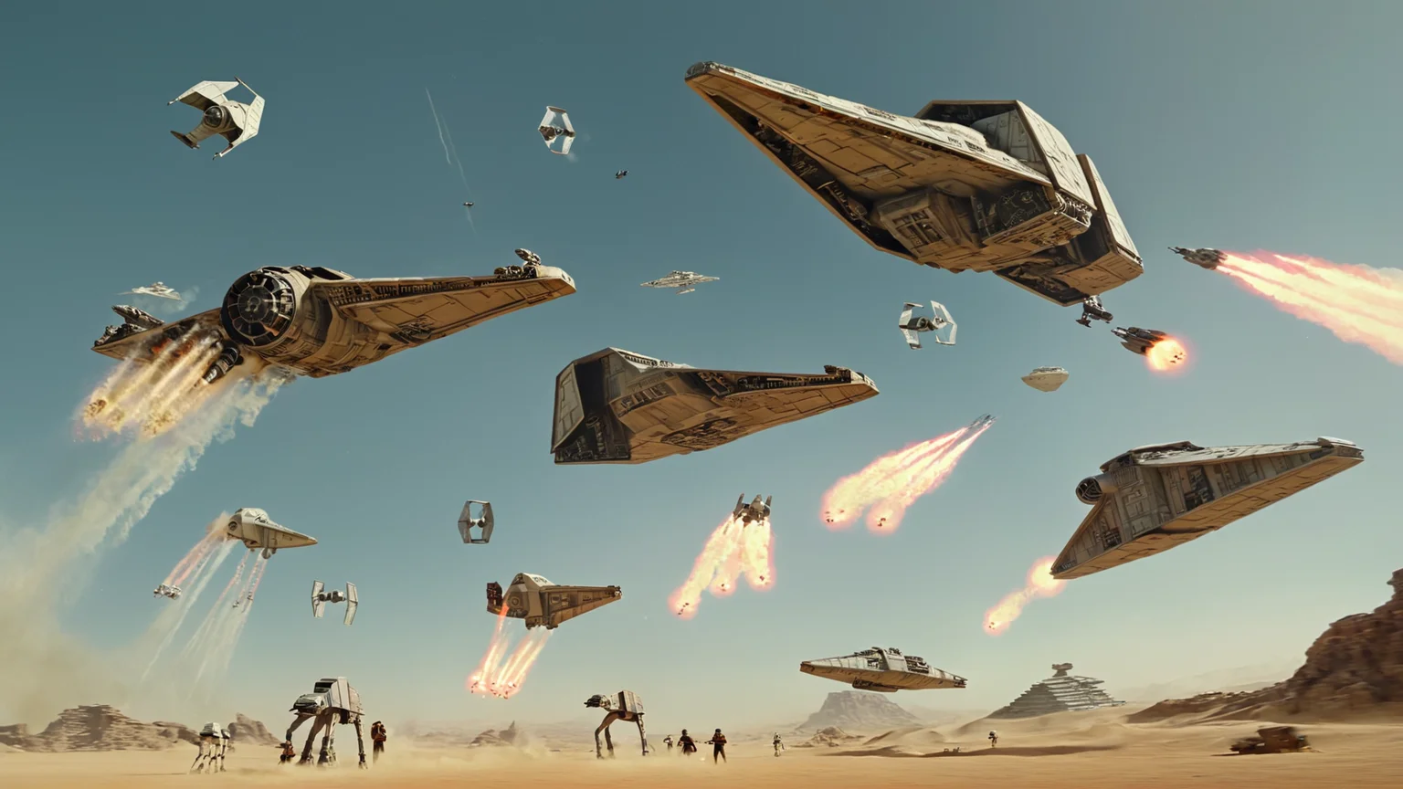 cinematic film still of <lora:star wars style:0.2>
<lora:detailed:0.4> detailed
<lora:perfection style:0.4> perfect
<lora:PerfectEyesXL:0.5>
<lora:Chiaroscuro Lighting Style:0.3>
<lora:Jakku:0.9>
Jakku a group of ships flying over a planet,in star wars style,signature,military,no humans,star (sky),science fiction,realistic,military vehicle,space,vehicle focus,planet,spacecraft,concept art,thrusters, shallow depth of field, vignette, highly detailed, high budget, bokeh, cinemascope, moody, epic, gorgeous, film grain, grainy