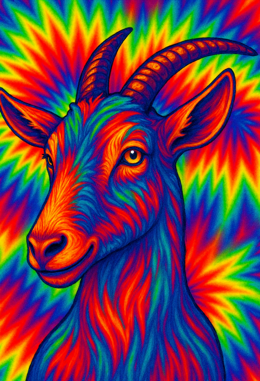 <lora:Tie_Dye_Style_FLUX-000015:0.9> 
This is a vibrant, psychedelic digital drawing of a closeup of a goats eye in a swirling pattern reminiscent of tie-dye artwork.