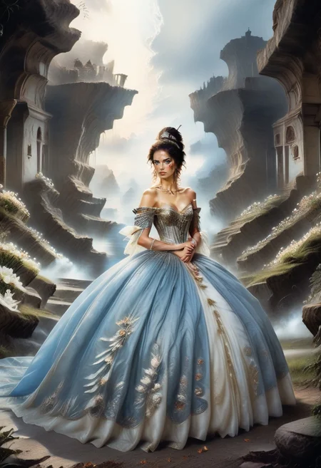 score_9, score_8_up, score_7_up, rating_safe, Fixhand,
concept art, realistic, dark theme, low light, 1girl, solo.
dvr-gs, HAROQUE2.
White lush hair, Blue eyes.
CrinolineDress, long dress.
