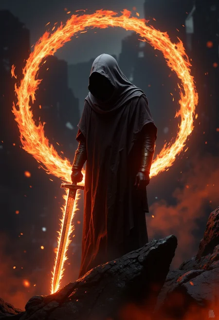 Faceless entity wearing cloak,fire spiral around him,holding sword of flame,a masterpiece,8k resolution concept,dark armor,
ultimate realistic lighting and textures
aidmaHyperrealism, aidmaimageupgrader